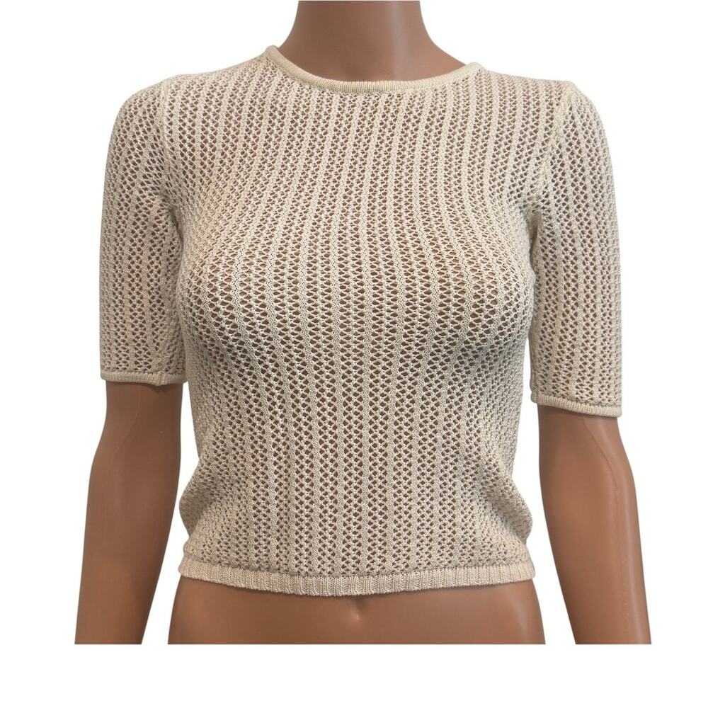 Free People FP Beach XS crochet open knit cover sheer crop top SW 3260